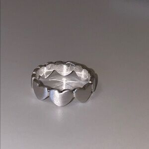 🩶 NEW Pretty Brushed Silver Coloured Heart Band Ring
